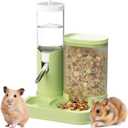 2 in 1 Hamster Water Bottle, Automatic Feeder, No Drip Small Animal Water Dispenser Food Bowl for Syrian Dwarf Hamsters, Gerbils, Mouse, Hedgehog, Hamster Cage Accessories (Green)