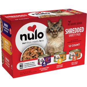 Nulo Variety Flavors Grain-Free Shredded Wet Canned Cat Food, 3 Ounce (Pack of 24)