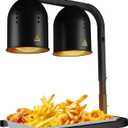 Heat Lamp for Food, with Two 250W Bulbs for Fast and Even Heating, Food Heat Lamp with Adjustable Height Stand, Commercial Food Warmer Lamp for Home, Fast Food Restaurant, Buffet, Bakery Black