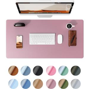 YSAGi Leather Desk Protector, Office Mat, Large Mouse Mat, Non-Slip PU Leather Blotter, Laptop Desk Pad, Waterproof Writing Pad for Office and Home (Pale Mauve, 23.6" x 13.8")