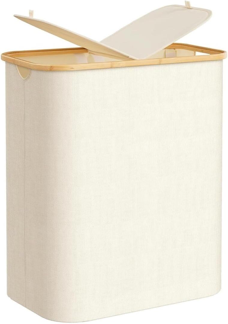 Laundry Basket for Bedroom Double Laundry Hamper with Lid Removable Bags 140L Large Foldable Laundry Basket 2 Section Clothes Hamper Laundry Hamper for Clothes(B-Black)