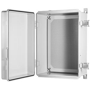 Waterproof Electrical Junction Box IP67 ABS Plastic Enclosure with Hinged Cover with Mounting Plate, Wall Brackets (Grey Cover, 16.1"x12.2"x7.1")