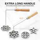 Bunuelos Mold with Handle, 304 Stainless steel Flower, Round and Star Rosette Molde with Long Fork- Rosette Para Buuelos de Viento Moldes Mexicanos Tools Set with 3 Interchangeable Heads