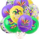 Totelux Mardi Gras Balloons 12’’ Carnival Mask Balloons Green Brown Gold Balloons Set for Mardi Gras Masquerade Rave Party Decorations Supplies 16Pcs