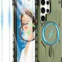 Gritup for Samsung Galaxy-S23-Ultra-Case with Magsafe, 2Screen Protector, S23 Ultra Magnetic Phone Case Anti-Fingerprint Military Grade Shockproof Protective Cover for Galaxy S23 Ultra,Green