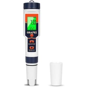 Pool Salt Tester pH Meter ORAPXI Salinity Meter and pH Tester PPM EC Meter with LCD Screen 5 in 1- Salt pH TDS EC Meter for Saltwater Pool, Hot Tubs, Spas, Aquarium, Hydroponics System, Home Brew