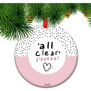 Cancer All Clear Ornament The Year I Beat Cancer Gift Cancer Treatment Encouragement Ceramic Keepsake Hope Celebration Decor (C18)