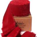 Ribbli Red Velvet Ribbon 1.5 Inch Handmade Frayed Vintage Christmas Ribbon for Gift Wrapping Christmas Tree Ornament Wreath Craft Home Decor -3 Yards