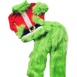 Kids Boys Christmas Cosplay Costume Hooded Santa Claus Tops Green Furry Monster Outfits Size 7-8 years