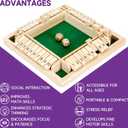 1-4 Players Shut The Box Dice Game, Traditional Wooden Pub Bar Board Game, Family Classics Tabletop Version Games for Classroom, Party, or Pub