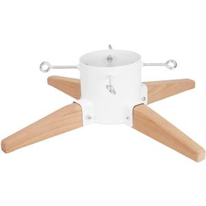 Christmas Tree Stand for Live Tree 8ft, Metal and Beech Hardwood Christmas Tree Holder with Spike for Fresh Tree, Tree Base for Real Tree, Arch Design, Seasonal Decor (White)