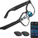 AI Smart Glasses with Camera  1080P HD Video & Audio, Real-Time Translation, ChatGPT Assistant, Bluetooth Smart Sunglasses with Noise Reduction, Prescription Lenses Compatible