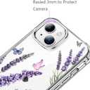 Lavender Flower Clear Case Compatible with iPhone 14 Plus, Cute Girls and Women Floral Back Case Cover, Summer Floral Transparent Flexible TPU Bumper Shockproof Protective Phone Case
