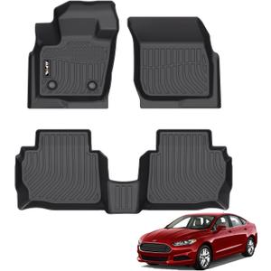 AIPOIL Floor Mats for 2013-2016 Ford Fusion & Lincoln MKZ Front & 2nd Row Easy to Clean All-Round Protection Non-Slip All-Weather, Black