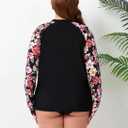 Halcurt Women's Plus Size Long Sleeve Rash Guard Swim Shirt with Thumb Holes UPF50+ Sun Protection Swimsuit Top (Black)