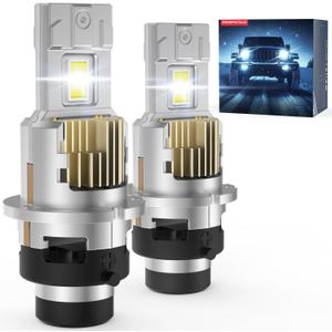 Upgraded D2S Bulb, 46,000LM, 800% Brightness D2R, 6,000K White, 10x Cooling, 1:1 Xenon Size, Fast Plug, Compatible 99.99%, 2-Pack