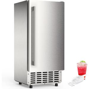 Electactic Nugget Ice Maker Machine, Under Counter Ice Machine,Stainless Steel Built-in Freestanding Ice Maker,66Lbs/Day,LCD Panel/Self-Clean/24H Timer,for Home Kitchen Office Bar Party