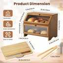 MAISONPEX Double Layer Bamboo Bread Box for Kitchen Countertop, Large Capacity, Cutting Board, Stainless Steel Bread Knife, Double Layer Storage Container with Clear Windows, Walnut