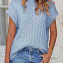 PRETTYGARDEN Women's Sweater Vest 2025 Summer Short Sleeve Tops Casual Crewneck Knit Oversized Pullover Trendy Spring Outfits (Light Blue,Large) (Blue, L)