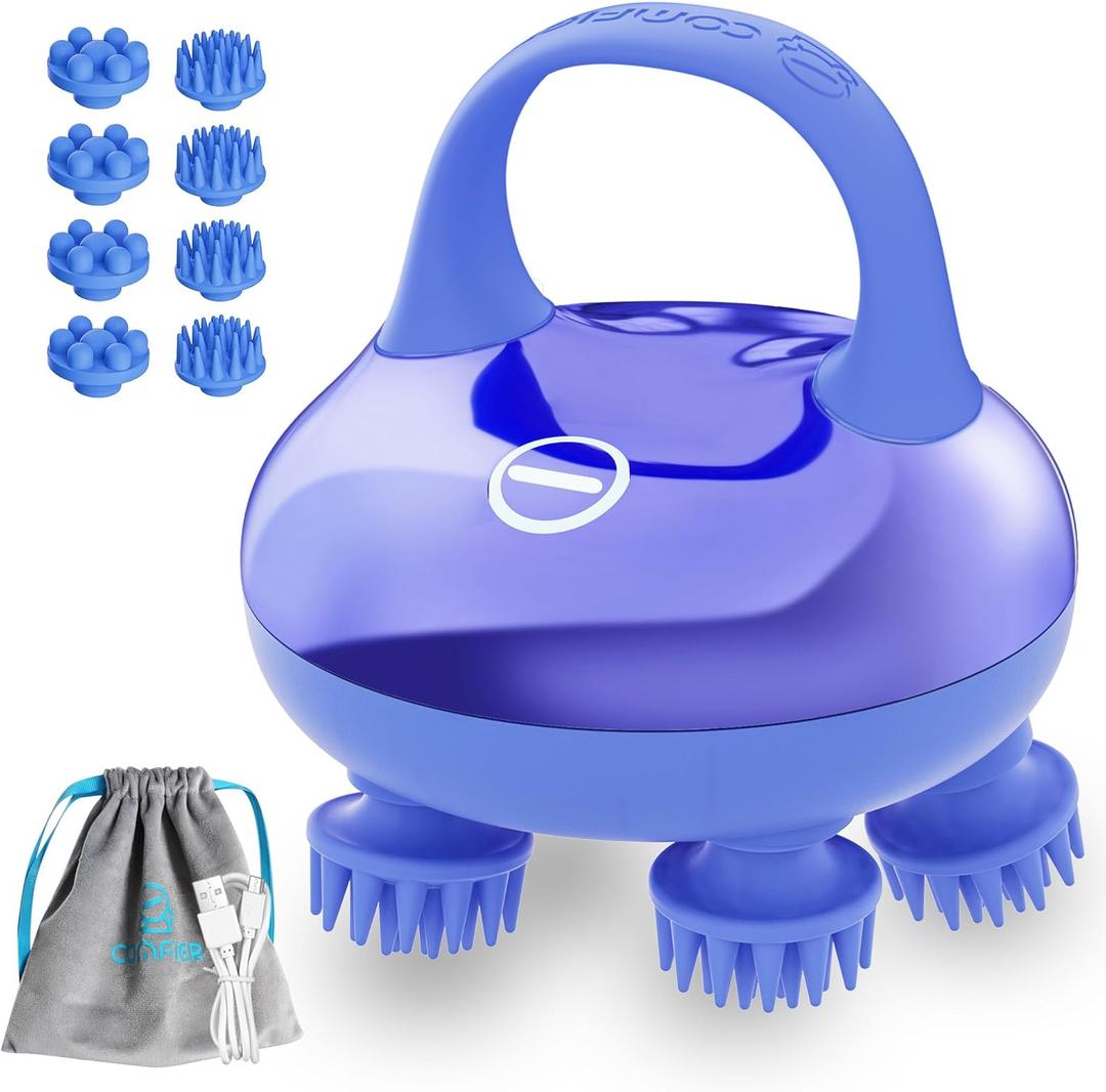 COMFIER Cordless Scalp Massager Hair Growth with 3 kneading Modes,Waterproof Head Massage with 8 Claws for Deep Cleansing,Body Cat Head Scratcher,Gift for Women (Classic-blue)