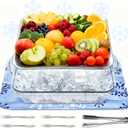 Meanplan 8 Pcs Chilled Serving Tray for Parties & Reusable Freezable Ice Mat Sheets for Coolers and 11.8" Ice Mat Chill for Food Trays 9" Cold Served Trays for Cheese Deli Meat Veggie Plates Picnics