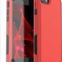 X-belmox Heavy Duty Phone Case for iPhone SE 2022 (3rd Gen) with Glass Screen Protector, 3 in 1 for iPhone SE 2020 Case [Shockproof] Rugged Protective [Drop Proof] iPhone 7/8 case 4.7" -Red/Black
