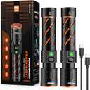 Rechargeable Flashlights High Lumens 100000 2 Pack, Super Bright 30W LED, Long Lasting 12H, Single Click 3 Modes, Multifunctional USB C Input Output LCD Power Display, for Camping Hiking Home