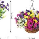 Artificial Faux Hanging Flowers Plants Baskets for Outdoors, Fake Silk Morning Glory in Planter UV Resistant Realistic Artificial Flower for Outside Porch Patio Balcony Garden Yard Home Decor (12 Bundles, B 4 Mixed)