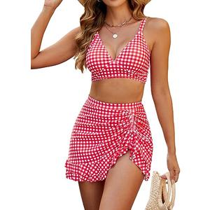 Blooming Jelly Women's High Waisted Bikini Sets Tummy Control Swim Skirt Two Piece Swim Suit 2025 Retro Swimsuit M