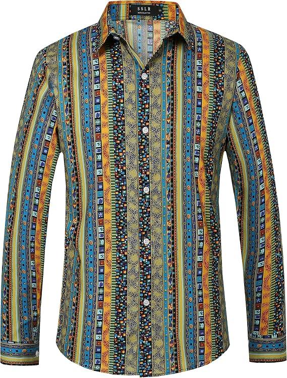 SSLR Shirt, Men's Sunshine Plaid Shirt, Long Sleeve, Button Down, Casual, Beach, Summer, Size M
