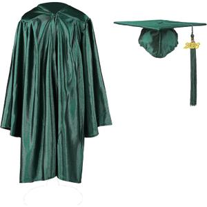 4 x Shiny Kindergarten Graduation Cap and Gown Set (Green)