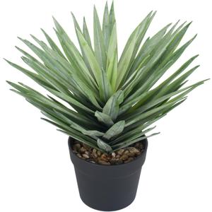15 Inches Artificial Agave Plant for Indoor & Outdoor - Large Fake Agave Plant in Black Pot with Real Stone Pebbles, Modern Home Office Decor, 81 Leaves