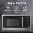 Farberware 0.9 Cu. Ft. Countertop Microwave Oven 900 Watts Power, Auto Cook Settings, Defrost, Easy Clean and Child Safety Lock - Stainless Steel