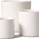 LE TAUCI Ceramic Pots for Plants, 10/8/6 Inch Indoor Planters with Draiange Hole, Silicone Plug & Mesh Pad, Modern Minimalist Pots for Home Office, Set of 3, Glossy, Linen Birch