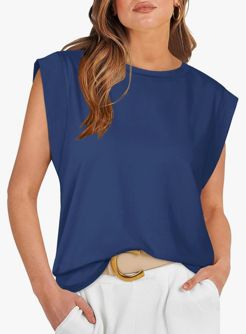 WIHOLL Cap Sleeve Tops for Women Summer Top Basic Tee Shirts Casual Tank Loose Fit 2025 Fashion S