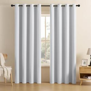CUCRAF Grayish White Blackout Curtains 90 inch Length 2 Panels Set, Room Darkening Drapes for Living Room Bedroom, Thermal Insulated Light Blocking Grommet Window Curtain (W52 x L90 Inch)