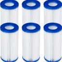 Bestway 58012E Type III/A Outdoor Swimming Pool Filter Pump Cartridge Replacement 4.2"x8" for Use in 500/800/1500 Gallon Filter Pumps (6 Pack)