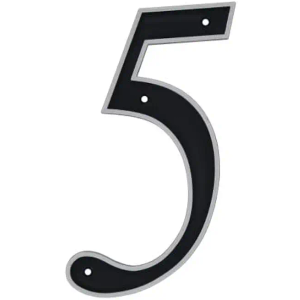 Hillman 6 in. Reflective Black Plastic Nail-On Number 5 1 pc.  2 Pack