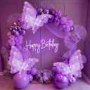 Yinkin 2 Pcs 20 Inch Large LED Butterfly Decorations Mariposas Grandes para Decoracion Giant Light up 3D Butterflies for Wedding Birthday Party Baby Shower Decor(Purple)
