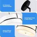 16'' Black Drum Chandelier, 3-Light Modern Chandelier with White Fabric Shade, Adjustable Height Pendant Lighting, Ceiling Light Fixture for Dining Room, Kitchen Island, Living Room, Bedroom