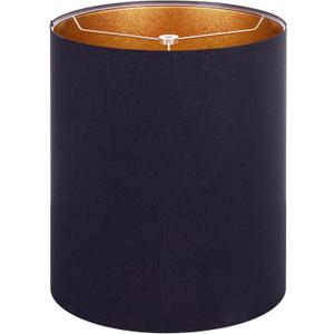 Wellmet Self-assembly Lampshade, BlackGold, 14" Top x14" Bottom x17" High, Drum Lampshade for Table Lamp, Bedside Lamp, Floor Lamp, Fabric Replacement Lamp Shade Classic Modern Style, Spider Fitter