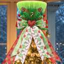 nuvagiki Christmas Tree Topper, Christmas Decorations Indoor, Large Green Velvet Hat with Glitter Ribbon Bow, Christmas Tree Ornaments Decorations for Home, Xmas Holiday Winter Gift Decor