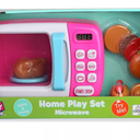 Boley Pink Microwave Playset - 11 Pc Light & Sound Pretend Play Kitchen Toys Set with Play Food for Kids Ages 3+