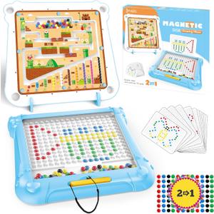 Aikmi 2 in 1 Magnetic Color and Number Maze - Magnetic Drawing Board for Kids Toddler, Montessori Toy for 3+ Year Old, Educational Preschool Learning Car Travel Toy for Kid Age 4 5 6 Girl Gift Boy