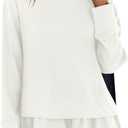 Panadila Womens Long Sleeve Short Romper Dresses Crewneck Oversized One Piece Jumpsuit Open Back Layered Casual Outfit (White, M)