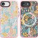 for iPhone 16E Case Cute - Compatible with Magsafe - Durable Shockproof 6.6 ft Drop Impact Phone Case - Funny Blue Spring Design (6.1") Glitter Pink