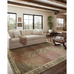Loloi Magnolia Home by Joanna Gaines Sinclair Collection SIN-06 Clay/Tobacco 2'-3" x 7'-6", .25" Pile Height, Machine Washable, Runner Rug