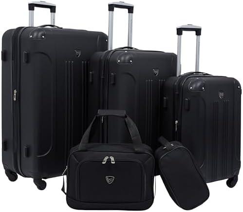 Travelers Club Chicago Hardside Expandable Spinner Luggage, Black, 5 Piece Set