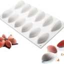 3D Quenelle Dessert Silicone Baking Mold for Mousse Cake, Silicone Molds for Chocolate, French Dessert Mold for Pastry Chocolate, Reusable Non-Stick Easy Release Baking Molds (12-Cavity)
