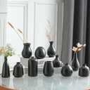 Black Bud Vases, Small Ceramic Vase Set of 11, Mini Pottery Vases for Flowers, Decorative Pieces for Home Modern Decor, Boho Decor, Chic Accents for Living Room Dining Table Shelves